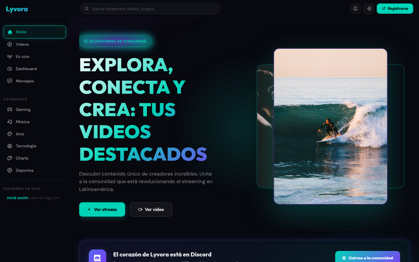 Interfaz de Lyvora Live